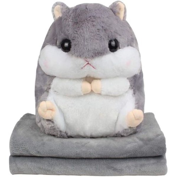 Baby Children's Plush Toy Hamster Pillow with Fleece Blanket Blanket Kawaii Fluffy Hamster