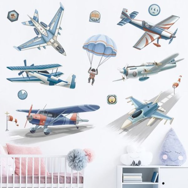 Vintage Airplanes Peel and Stick Wall Stickers - Airplane Wall Stickers