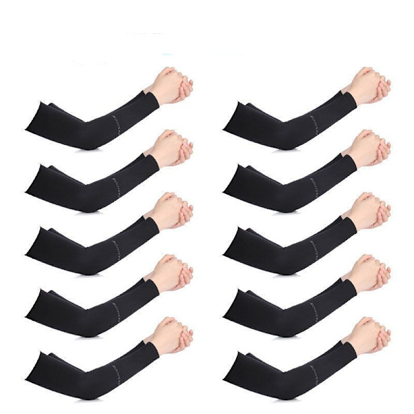 UV-beskyttende solbeskyttende armvarmere - Unisex, sort (10 par)