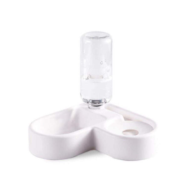 Dubbel kattmatskål, automatisk matare 500 ml skål, kattmatnings- och dricksflaska, hundskål, husdjurstillbehör, platsbesparande - 21MSW0825A09438