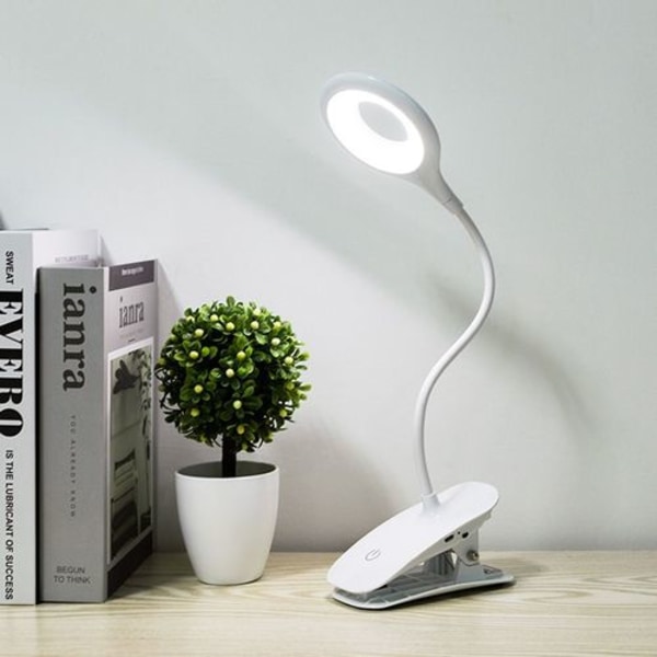 LED klemmelys læselampe klemme med berøringssensor, hvid