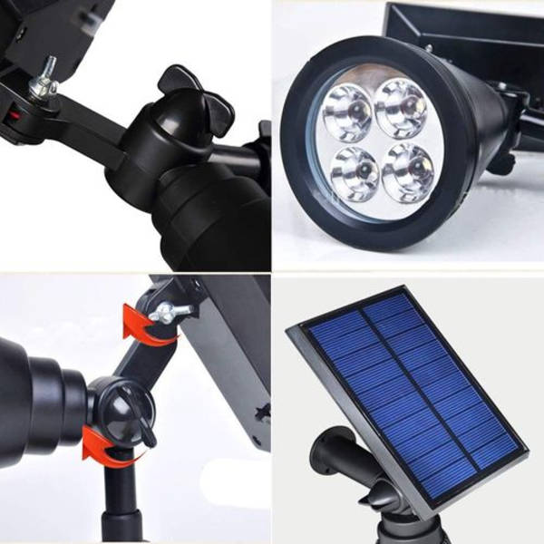 2x LED solcelle-spotlights til haven, varmt hvidt landskabsspotlight til haven