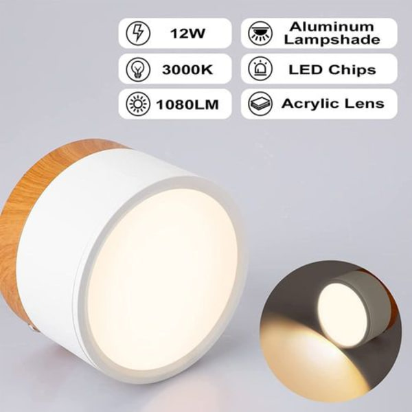 Taklampa ytmonterade LED-takspottar aluminium vit