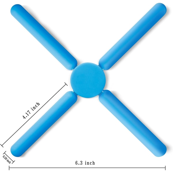 Taitettava silikonialusta, 3 kpl, taitettava alusta, laajennettava silikoninen kattilanpidike liukumattomalla ristikkäisellä kompaktilla muotoilulla, sininen