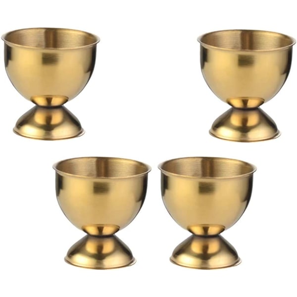 Rostfria äggkoppar Set om 4, för restaurang, hem, kök, födelsedag, bröllop, jul, nyår, fest, bordsdekoration (guld)