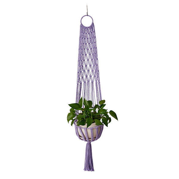 Håndvevd bomullstauplanter Hengekurv Green Length 1.1 m