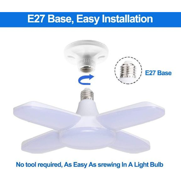 60W LED garasjelys, E27 6000 lumen sikkerhetslykt i taket,