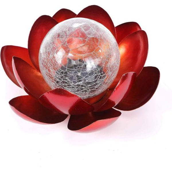 Kreativ lotusbas LED solcells nattljus blomma utomhus glaskula lampa