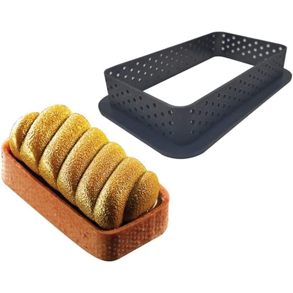 8 st Perforerad kakform Skärare Rund Form Mousse Cirkel Ring Tårt Dekoration(Rektangel)