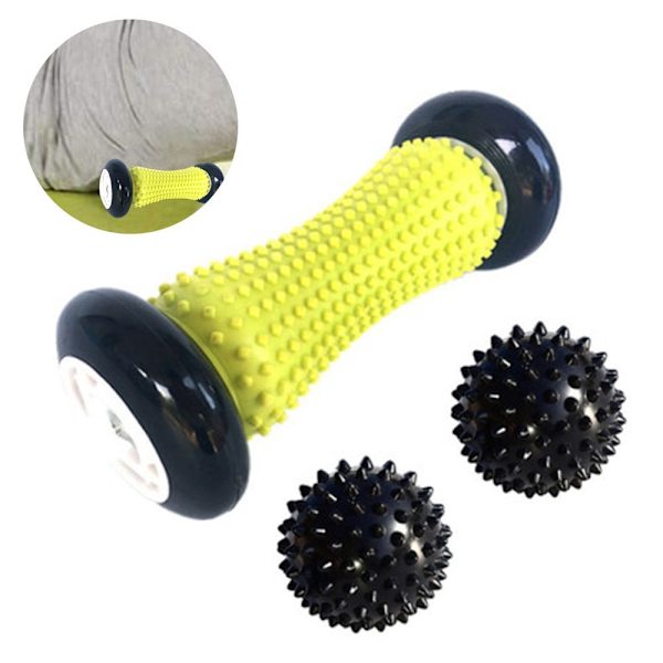 Fotmassasje pinnsvinball rulle massasjeball for plantar fasciitt - muskelrulle og svart