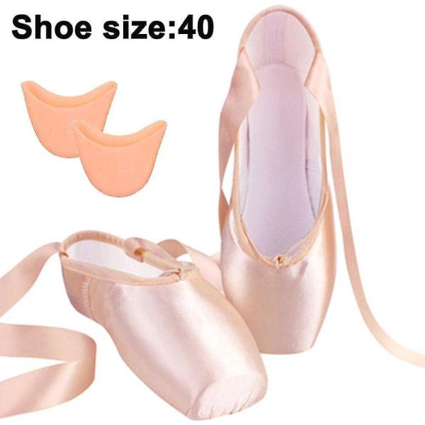 Ballett Pointe sko Dameband Ballettsko med tåbeskyttelse kjøtt rosa 25