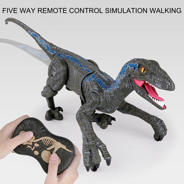 Fjärrkontroll dinosaurie leksak stor dinosaurie gående robot LED-ljussimuleringsgrip