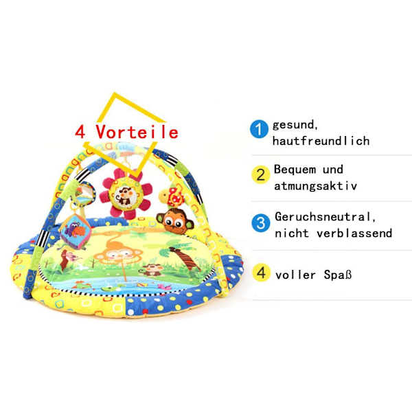 2-i-1 lekmatta, bärbar baby krypmatta inklusive avtagbara leksaker