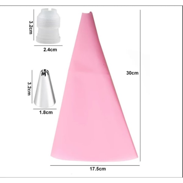 Kakepyntsett, 8 deler rustfritt stål DIY-sett, 6 munnstykker, 1 sprøytepose, 1 kobling, DIY-sett for kakedekorering-