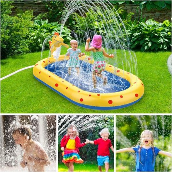 Paddling Pool för Barn Baby Hundar Uppblåsbar Pool Sprinkler Splash