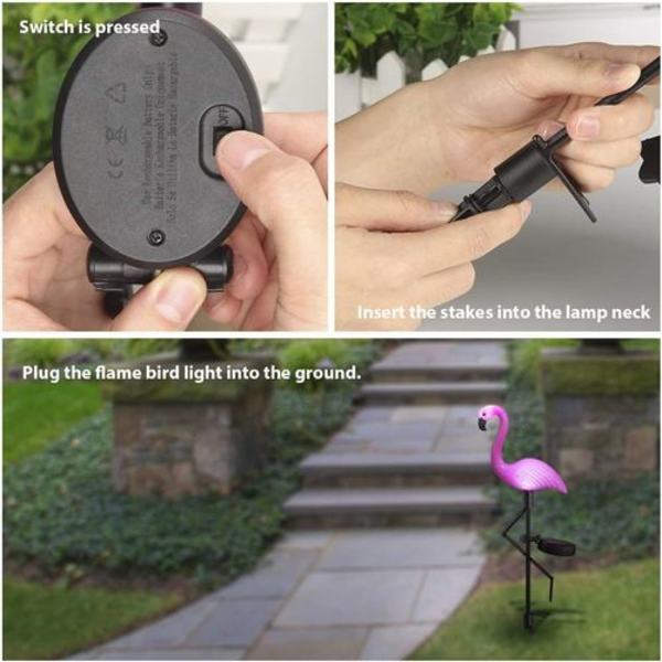 LED solcelledrevet hagelampe flamingo ugle plenlampe, vanntett