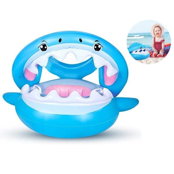 Babysvømmering med solseil Shark Svømmehjelpemidler Oppblåsbar barnebåt Baby