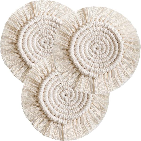Coaster Coaster Bomull Flettet Kaffe Øl Kopp Matt med Dusker Boho Borddekorasjon for Bar Restaurant