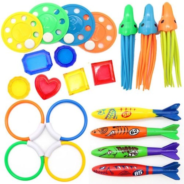 21 pieces diving toy diving toy diving ring, swimming pool toy underwater