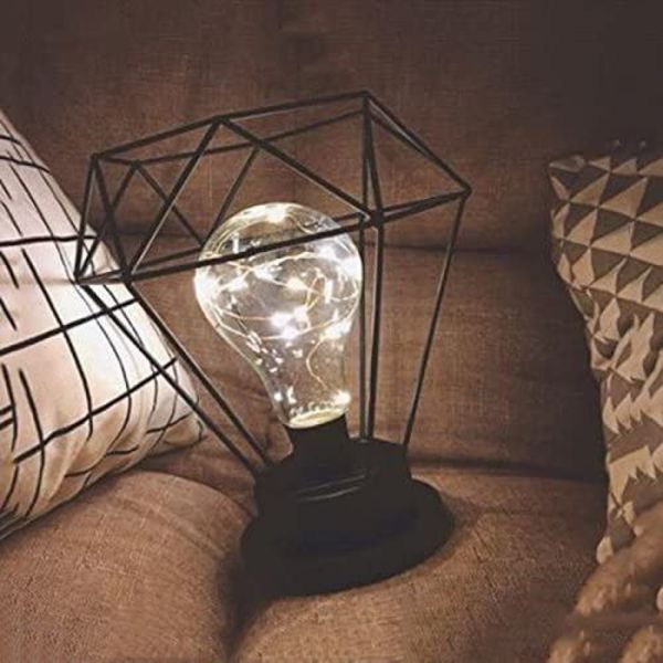 Metallbordlampe, SUAVER Diamantformet nattbordslampe