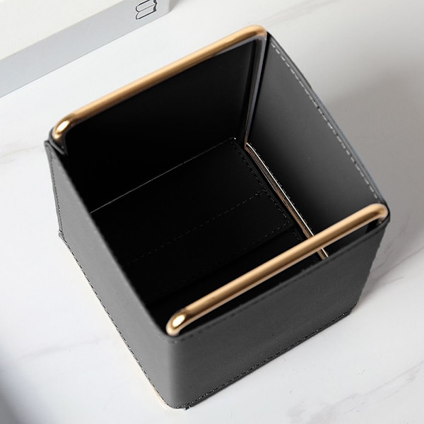Läderpennhållare, pennkopp och arrangör för Essential i svart