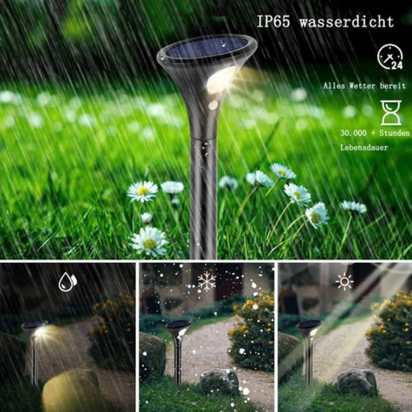 Solcellslampa för utomhusbruk, solcellslampor trädgård LED med rörelsesensor 2 lägen