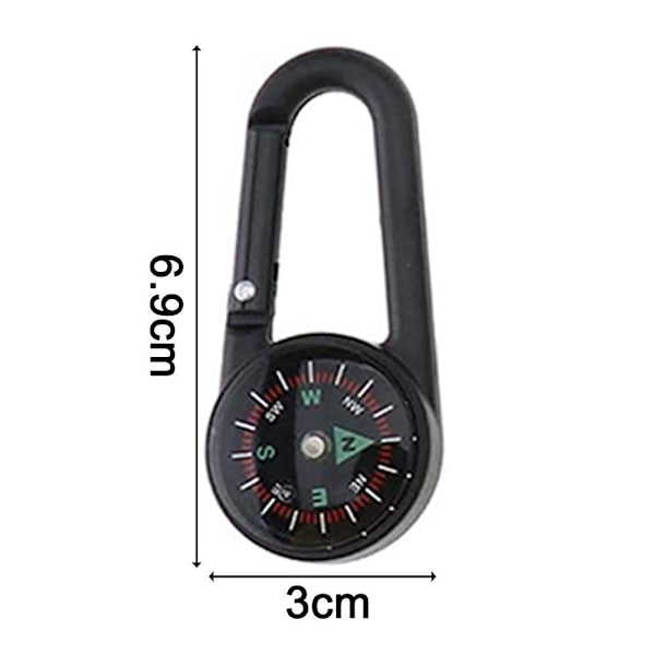 Kompass med karabinkrok, metall, for fotturer/reiser/camping