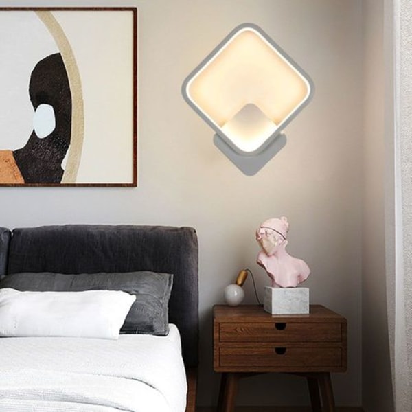 Vegglampe Innendørs LED firkantet veggspotlight 12W for hvitt