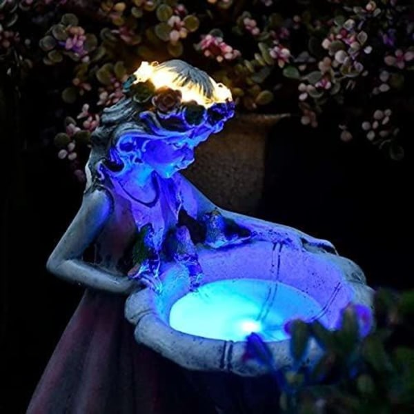 Havefigurer til haven - solcelledrevet havefigur med lys - stor solcellelampe - havefe