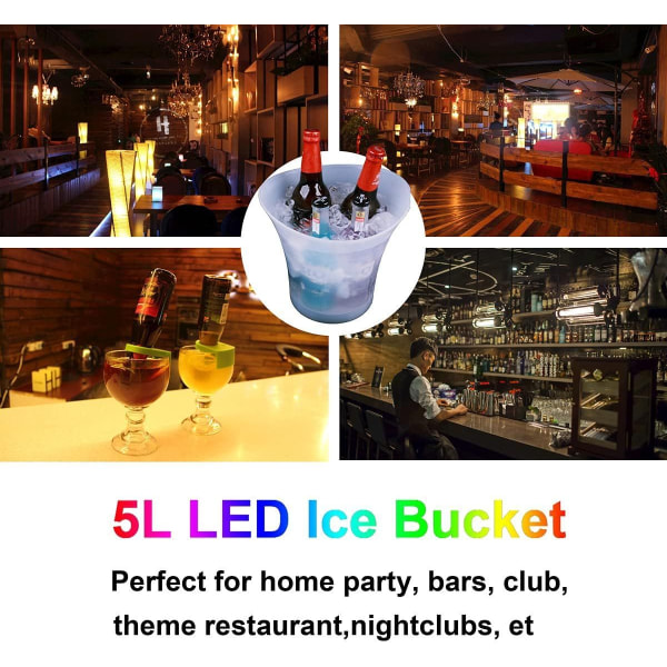LED-isspand, 5L stor flaskekøler - champagnekøler - vinkøler -