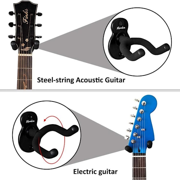 Gitarrväggfäste, 2-pack Moodve gitarrformad metall svart gitarrkrok stativ för