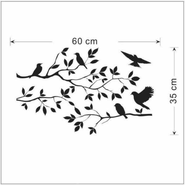 Fugle og blomster vinyl vægklistermærke 14\" x 24\"