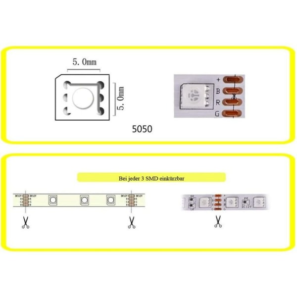 LED-strimmel sæt RGB-strimmel kit, smart RGB LED-strimmel lysstrimmel fungerer med