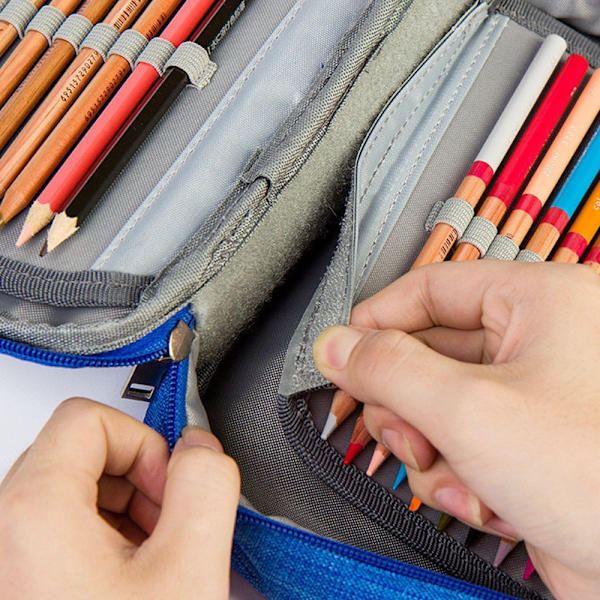Stationær Organizer Pen Bag Blyant Etui Kontor Sort