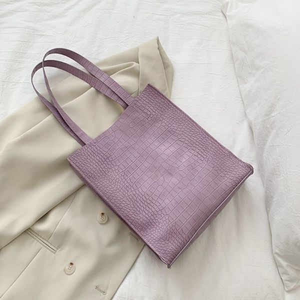 Stor kapasitet tote bag dame håndveske krokodillemønster tote bag