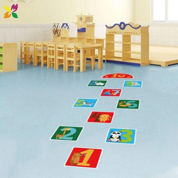 10 DIY Numbers Wall Stickers Hopscotch Game Floor Stickers Removable