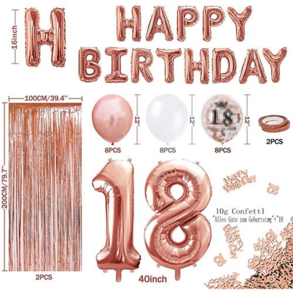 18th birthday girl decoration birthday rose gold balloons