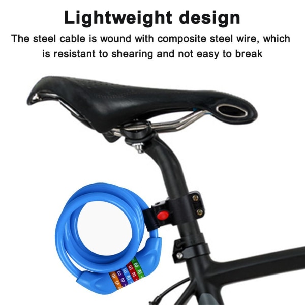 Cykellåskabel 1,2 m | Kombinationslås | Blå