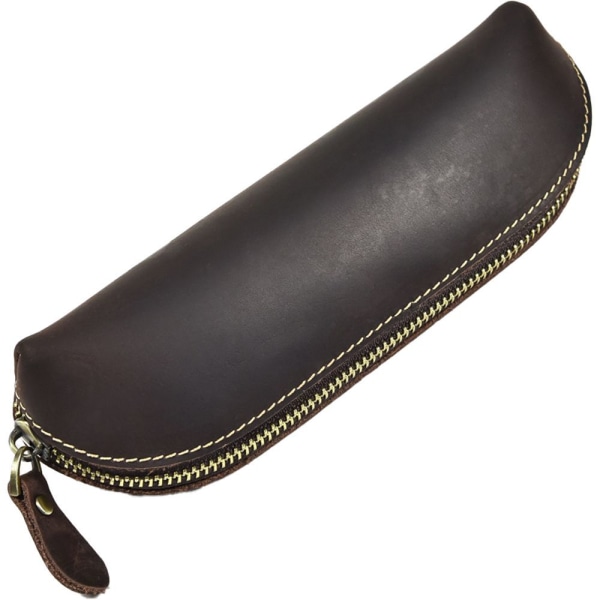 Nahkainen lyijykynäkotelo case nahkaa pieni vintage laukku, musta