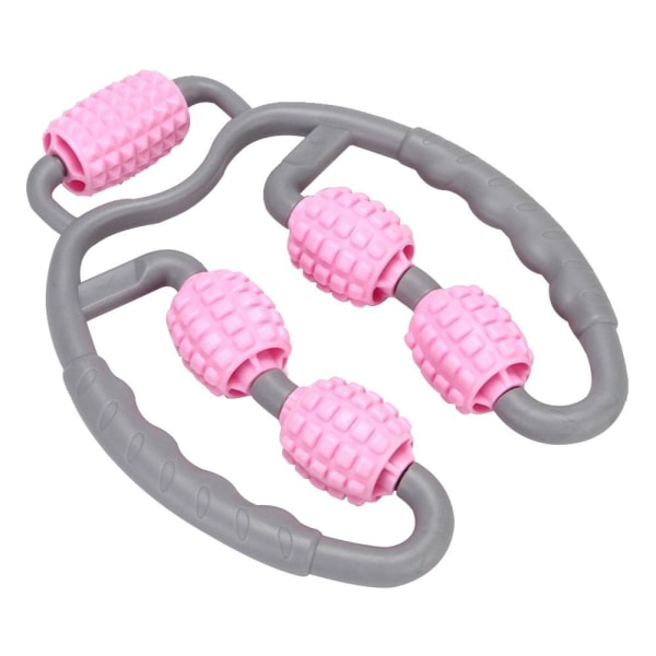 Skum muskelmassasjeapparat, 4 hjul skummassasjerulle, 3D flytende anti-cellulitt rosa