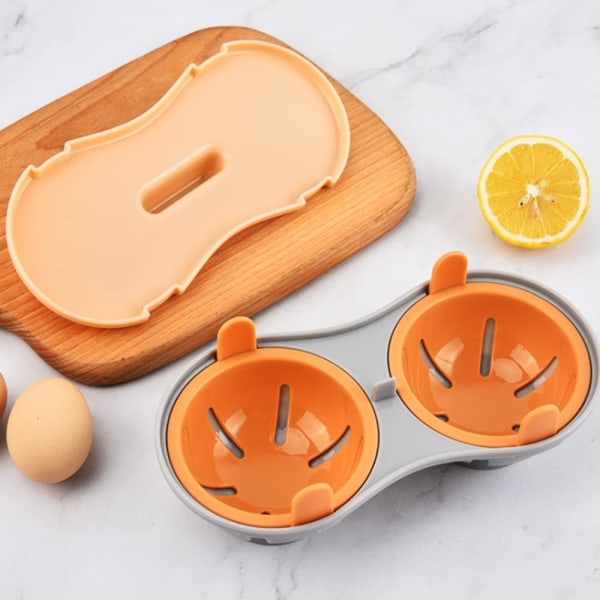 Mikrobølgeovn Egg Poacher -Eggkoker -Kjøkkenutstyr -Dampet -Kjøkkenutstyr -22cm -Oransje
