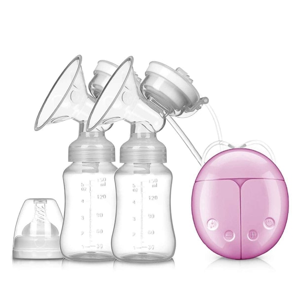 Elektrisk brystpumpe, dobbel suging, automatisk ammemassasje, 8 nivåer, 2 moduser, USB-grensesnitt (rosa)