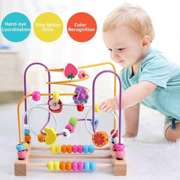 Motorisk sløjfe babylegetøj perler labyrint motorik terning læring legetøj abacus K