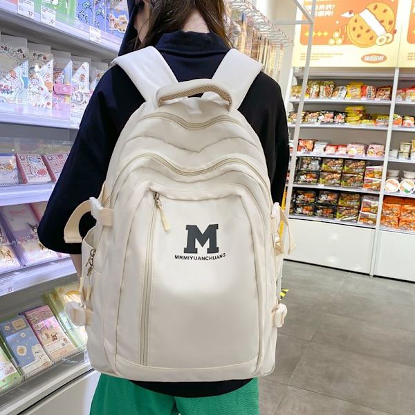 Student skolväska Mori enkel all-match ryggsäck mellanstadieelever campus stor kapacitet rese ryggsäck-rosa