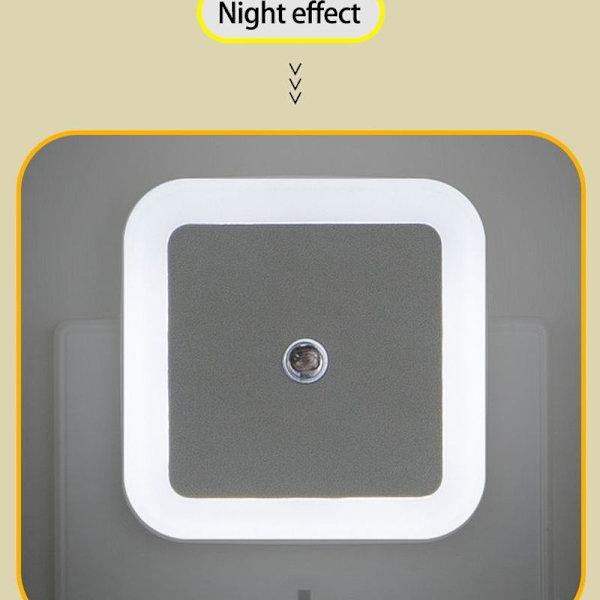 LED natlys sæt med 2 natlamper bevægelsessensor stikkontakt lampe lys 230V