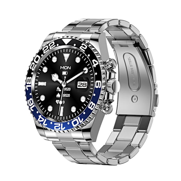 Smartwatch kompatibel med Android-telefoner og iPhone Fitness Tracker Pulsmåler Blau Schwarz