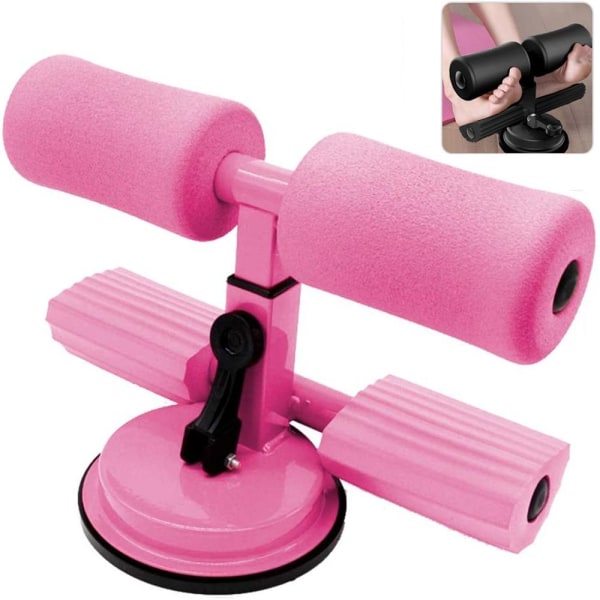 Selvsugende situp-stang, sit-ups hjelpemiddel, sit up trener sugekopp, rosa