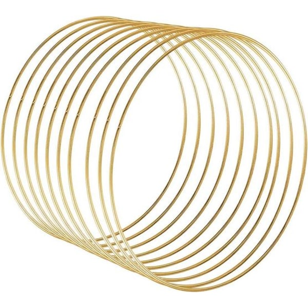 Sntieecr Pakke med 10 25 cm Guld Metalring Makrameringe Blomsterringe Ringe Krans
