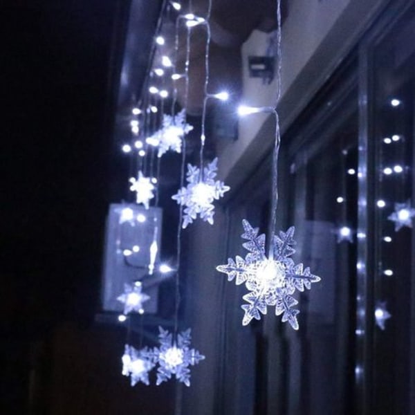 LED snøfnugg julelys, gardinlys julelys