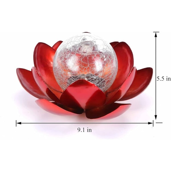 Kreativ lotusbase LED solcelle nattlys blomst utendørs glasskulelampe
